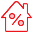 icon illustration of a house and percent sign